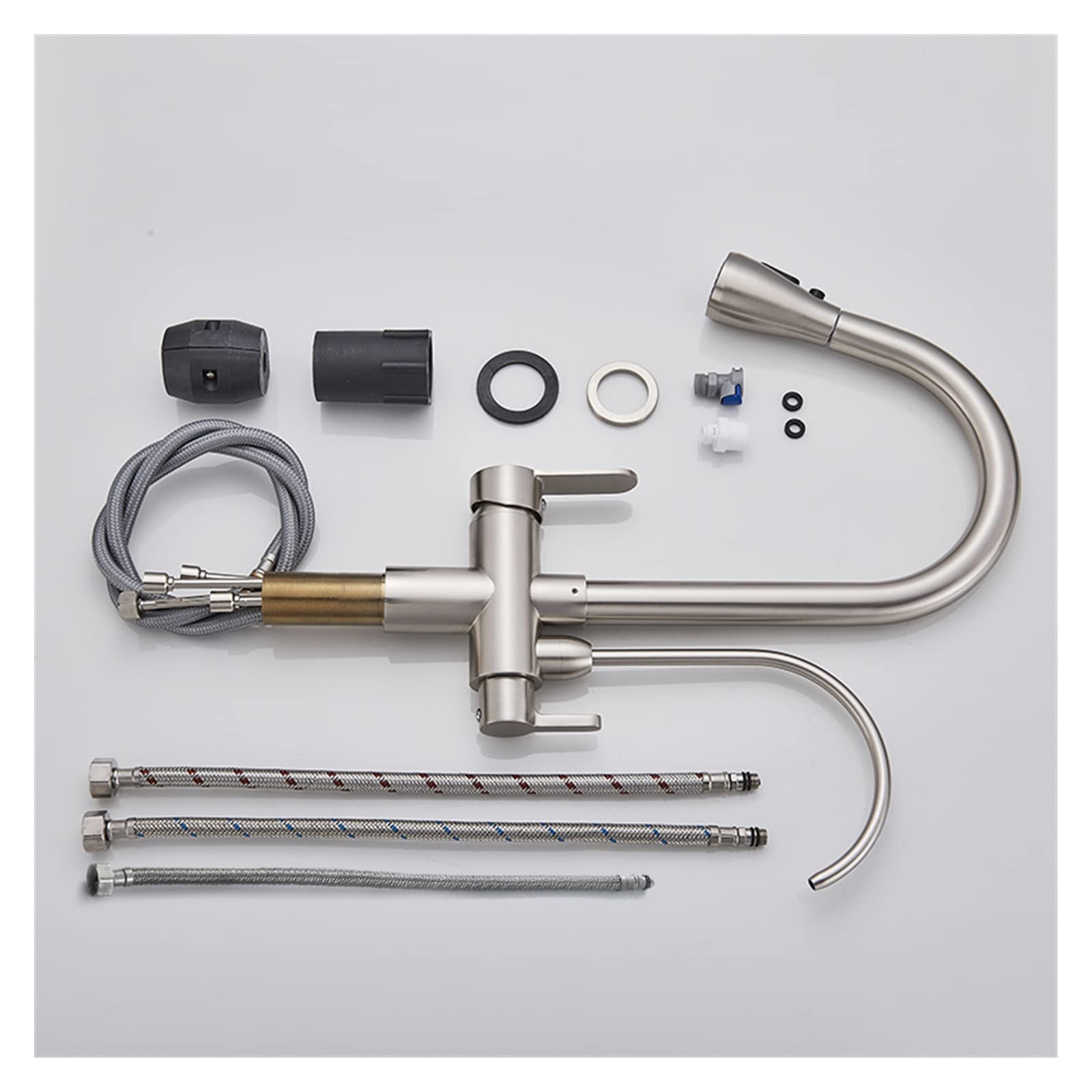 Hochleistungs-Küchenarmatur mit Wasserfilter, Zwei Griffen, 360°-Drehung und verchromter Oberfläche für einfache Wasserreinigung und verbesserte Filtration.