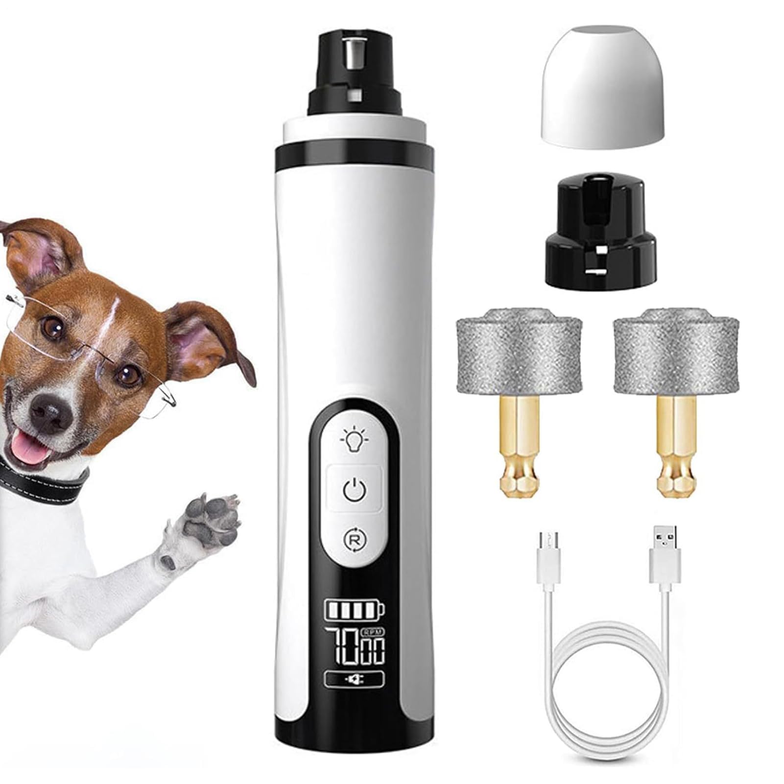 SDGBCXD nail clippers, Dog Claw Grinder, Electric Nail Grooming Tool for Pets, 16x3.5x3.5cm/6.26x1.38x1.38inch LED