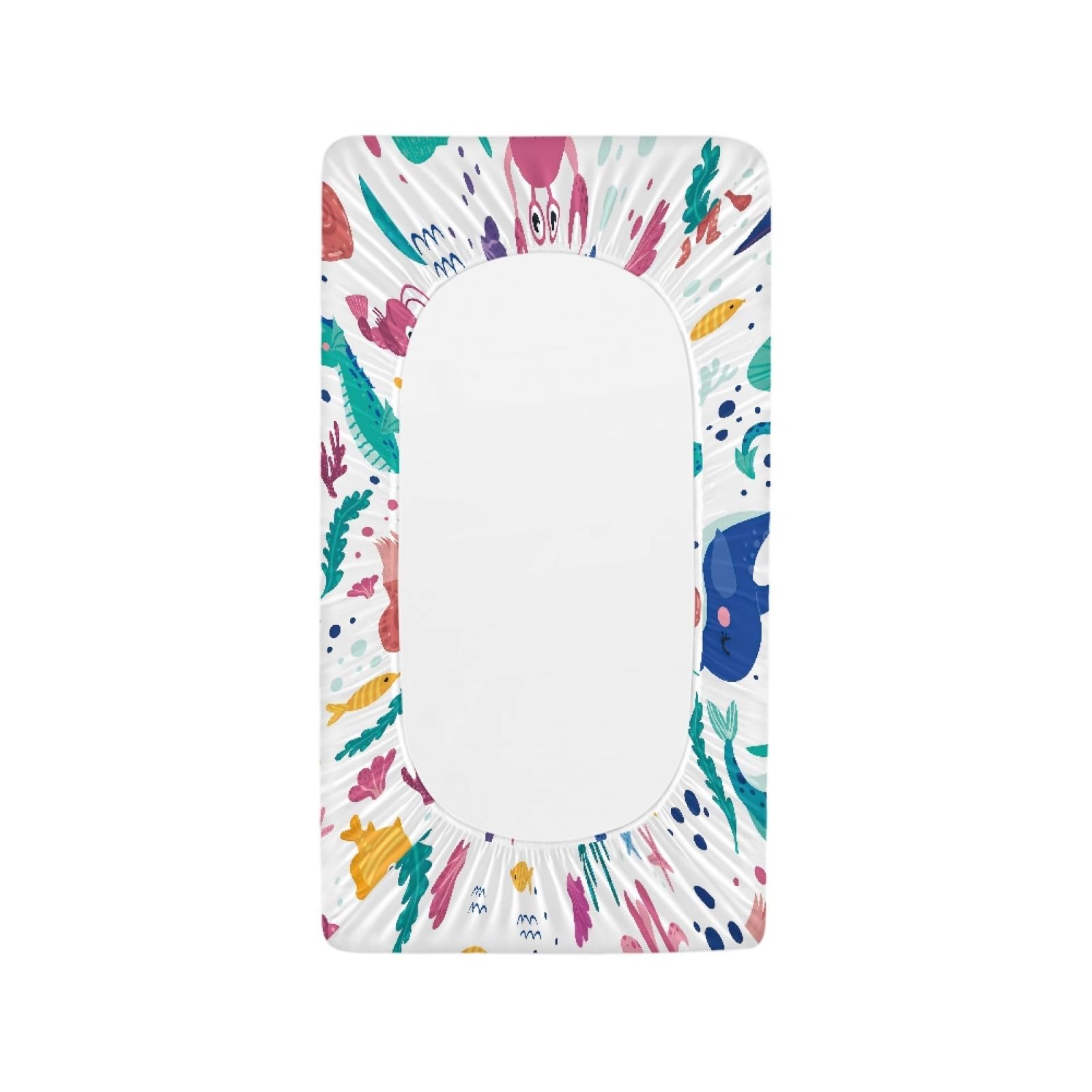 Yzaoxia Sea Animals Changing Pad Cover Sea Horse Whale Weeds Change Table Sheets Fish Octopus Hippocampus Japonicus Changing Table Cover Soft Unisex Changing Pad Cover Crab Colorful Dots