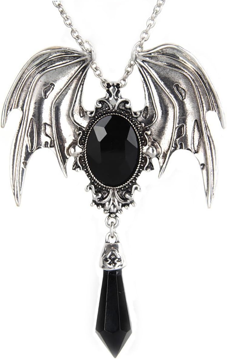 IS4U Gothic Bat Necklack for Women Victoria Crystal Necklace Vintage Vampire Bat