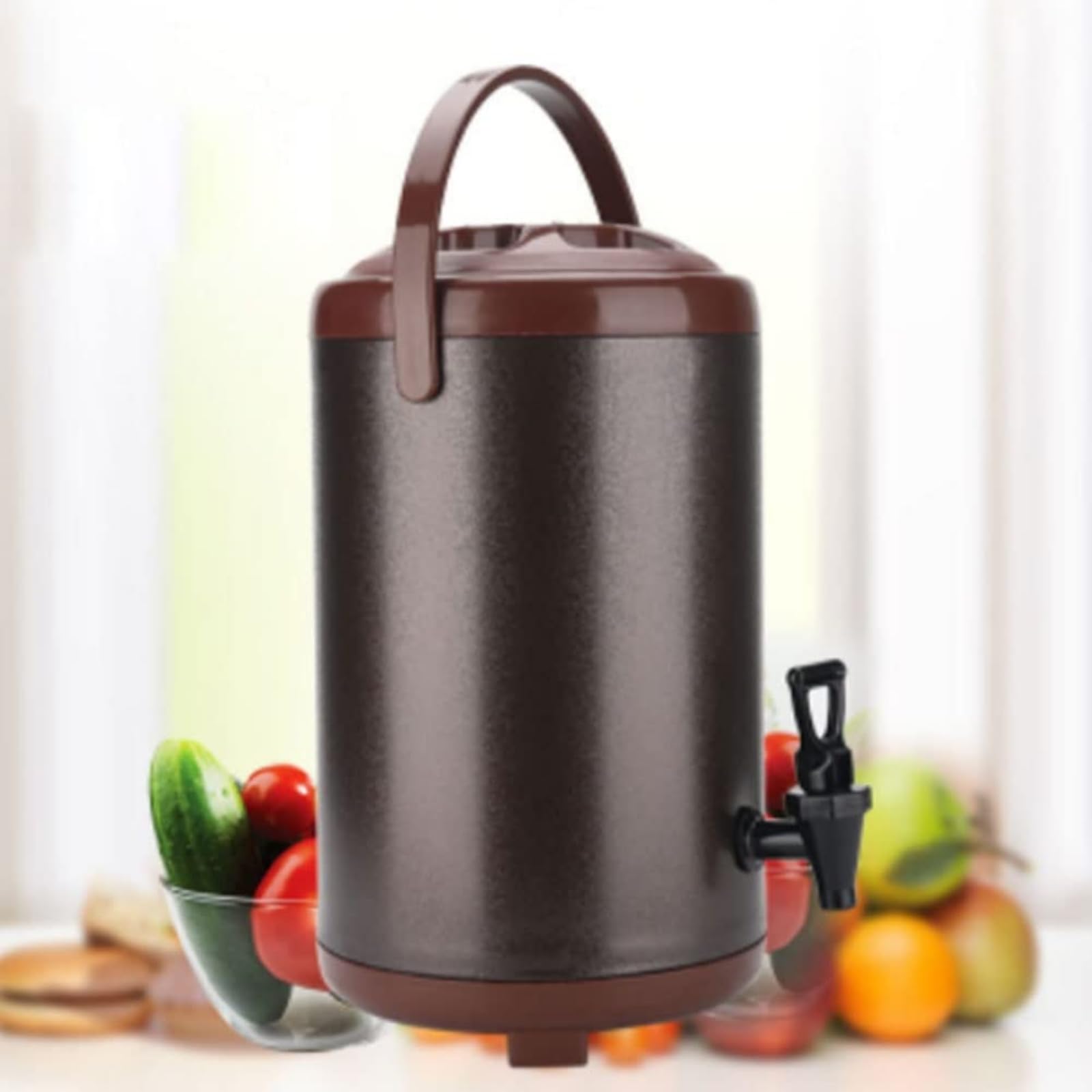 Distributori Di Acqua Calda, Urna Da Caffè Isolata, Distributore Di Bevande A Doppia Parete Isolata, Distributore Di Bevande Calde E Fredde, Distributore Di Bevande Con Rubinetto/Nero/6L, Marrone 12L