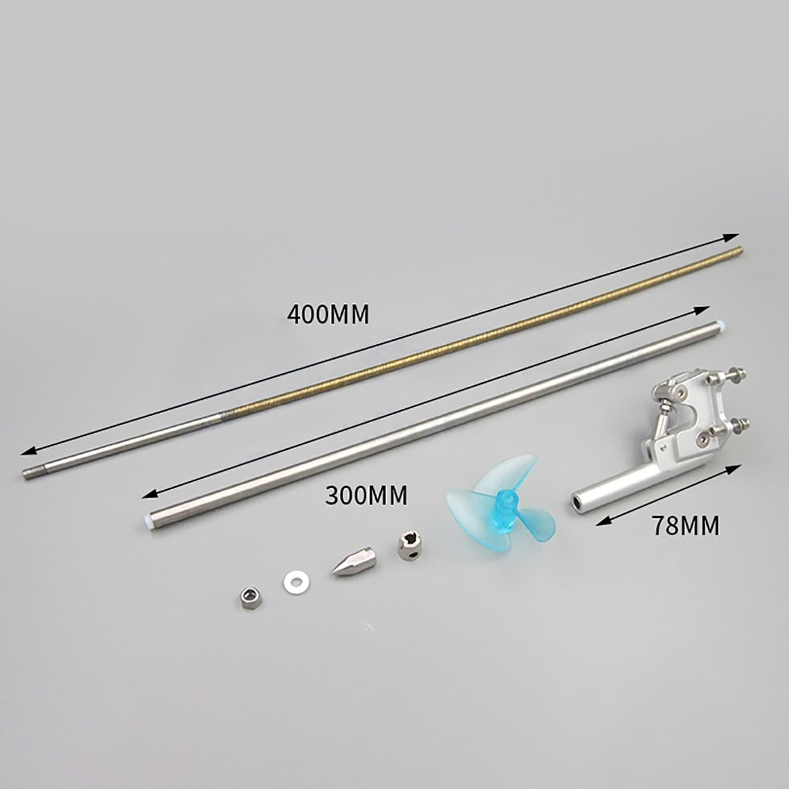 RC-Boot Integrierte Flexwelle 4.76mm Mit Ruderheck - Komplettset Für Schiffsmodell (400mm Welle + Messingrohr Festspitze 85mm + Propeller 55mm)(Reverse axis)