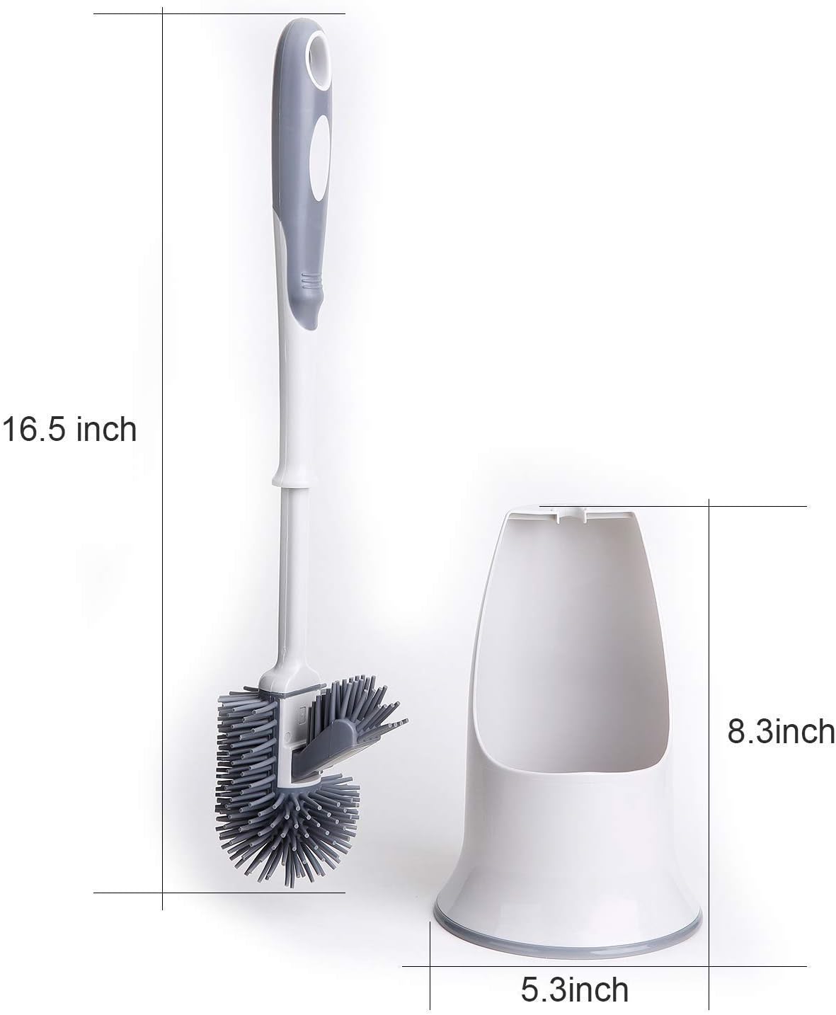 Toilet Brush and Holder,Silicon Toilet Bowl Cleaning Brush Set,Under Rim Lip Brush and Storage Caddy for Bathroom: Home & Kitchen