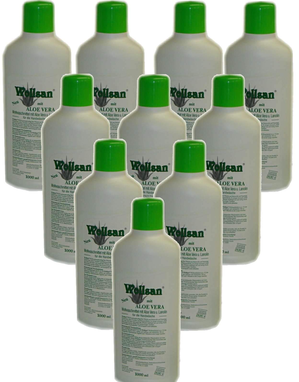 Wollsan - Detersivo per lana con aloe vera e lanolina (10 x 1.000 ml)