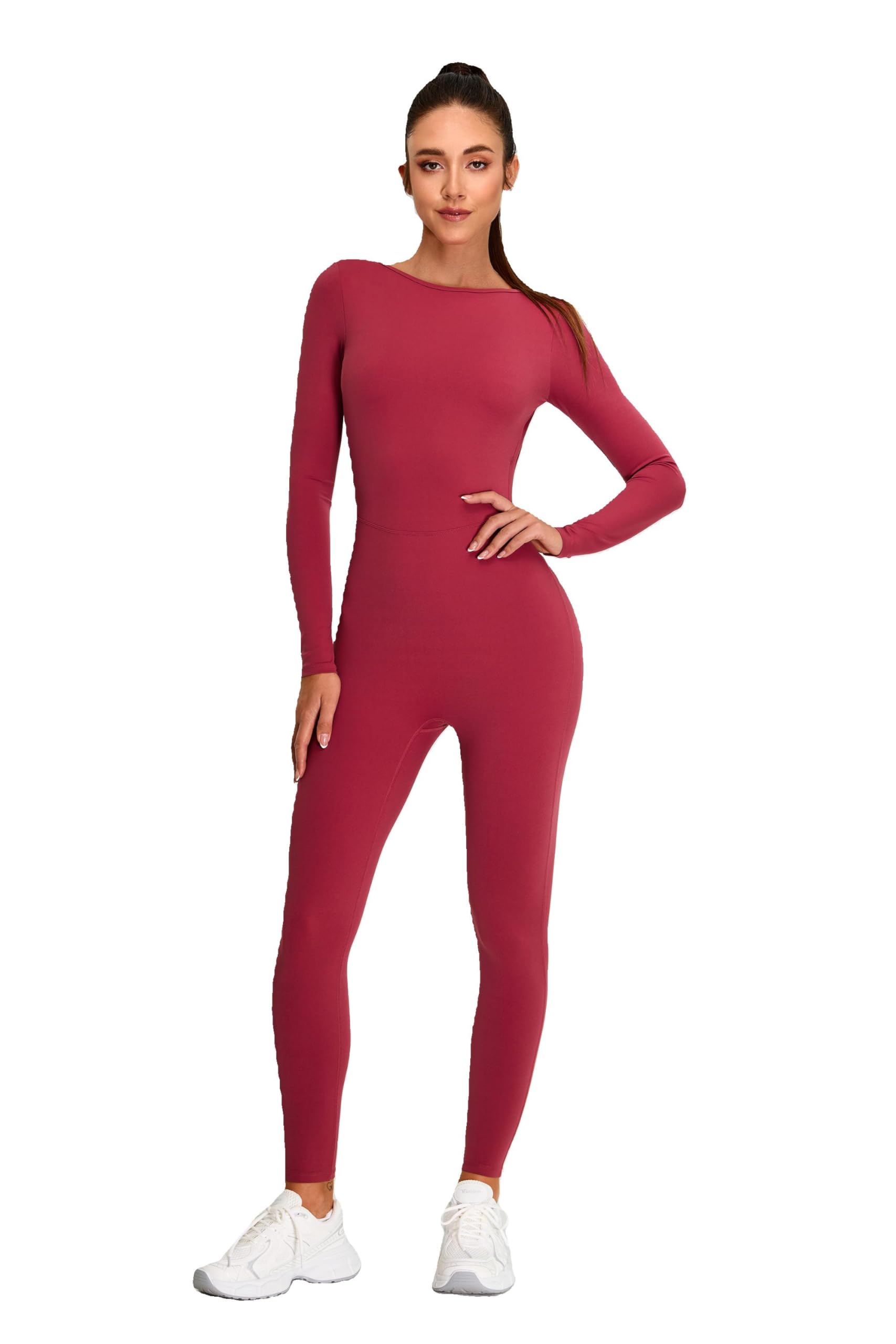 sherox Cherry Full Jumpsuit for Women – One-Piece Activewear with Deep U-Back & Removable Chest Pads – Breathable, Stretchy Yoga & Gym Bodysuit-picture-35
