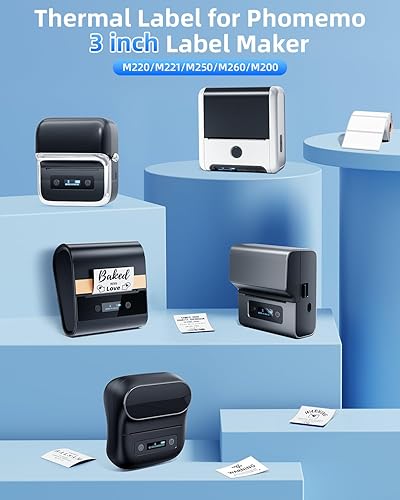 Miniatura 3 de Phomemo Etiquetas circulares adhesivas etiqueta térmica de 2.36 x 2.36 pulgadas para M221M220M200, para código