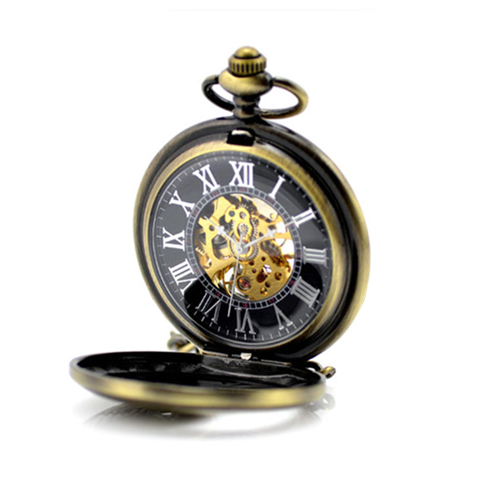 Stayoung Steampunk Bronzo Antico Numeri Romani Orologio da Taschino Meccanico a Carica Manuale con Ciondolo a Forma di Fenice Uccello di Fuoco