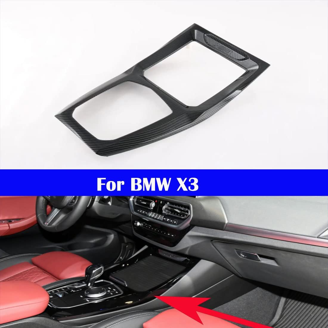 Car Gearbox Decorative Frame Carbon Fiber Black For X3 2022 2023 (Carbon Fiber)