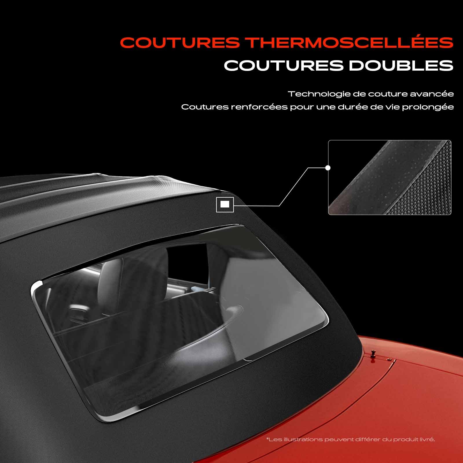 Frankberg Capote de cabriolet Softtop Noir Compatible avec Barchetta 183 Cabriolet 1.8 16V 1995-2005 Remplacer# 0010