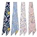 Uainhrt 4pcs Simple Small Flowers Design Bag Handbag Handle Ribbon Scarf Hair Head Band Neck Scarf Neckerchief Scarf Head Wrap Fashion Gifts