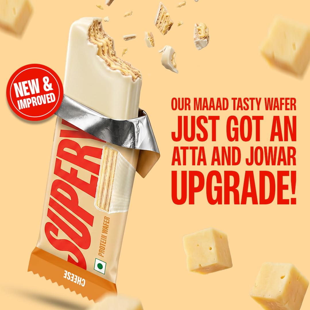 SuperYou Cheese Protein Wafer Bars (Pack of 10)|10g Protein, 3g Fiber, No Added Sugar|Yeast Fermented Protein|Energy Bars|Crunchy Wafer Bar|100% Vegetarian|No Palm Oil|400g 2