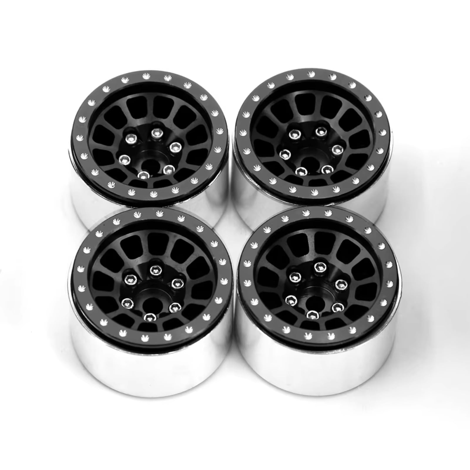 RC Beadlock Cerchi Ruota Per Axial Per SCX24 AX24 Per TRX4M Per FMS Per FCX24 1/18 Cerchio In Metallo Beadlock Mozzo In Acciaio Stampato Ricambi Auto RC Crawler(Yellow)