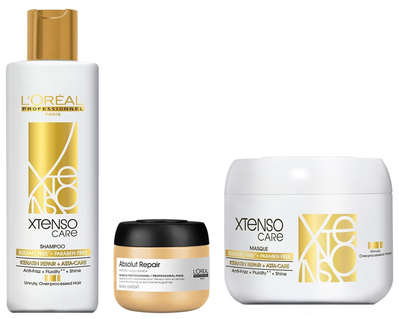 L'OREAL PROFESSIONNEL PARIS Xtenso Care Sulfate-Free* Shampoo 250Ml And Hair Masque 200Ml Combo For All Hair Types (Pack Of 2 Count) With Absolut Repair Travel-Size Mask 75Ml-picture-34