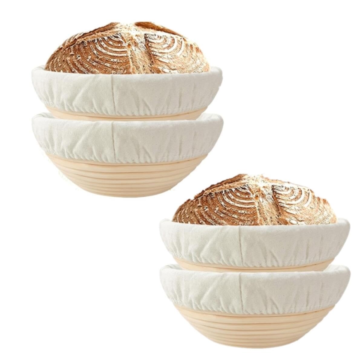 YJIUYUANQ 20x8cm Bread Proofing Baskets Round Shaped Dough Proofing Bowls w/Liners Perfect for Professional & Home Sourdough Bread Baking,Set of 4 8 inch Round