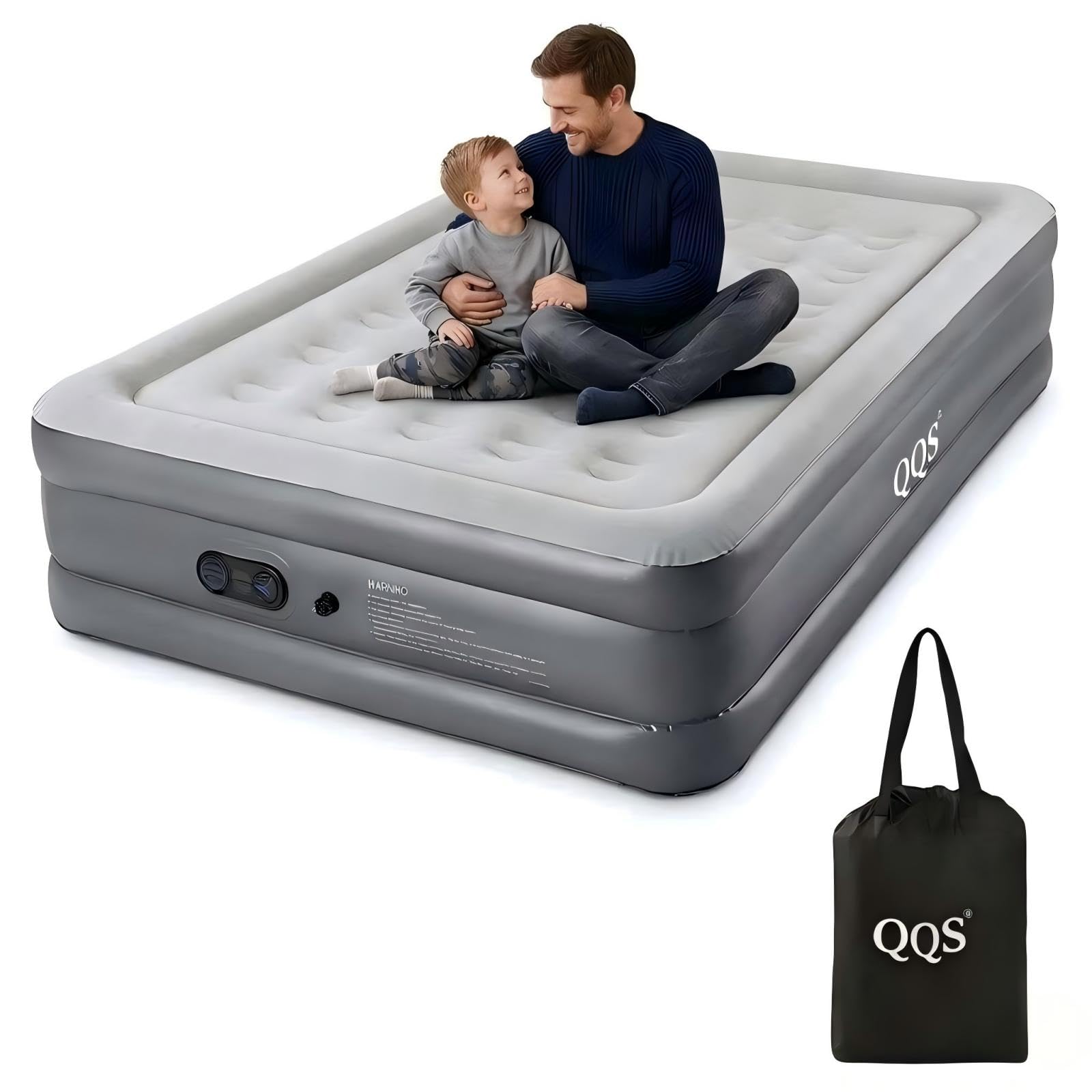 Photo 1 of QQS Air Mattress Twin with Built-in Pump, 18'' Raised Inflatable Bed, 660lb Heavy Duty Support Blow Up Mattress with Bag for Guest, Home & Camping