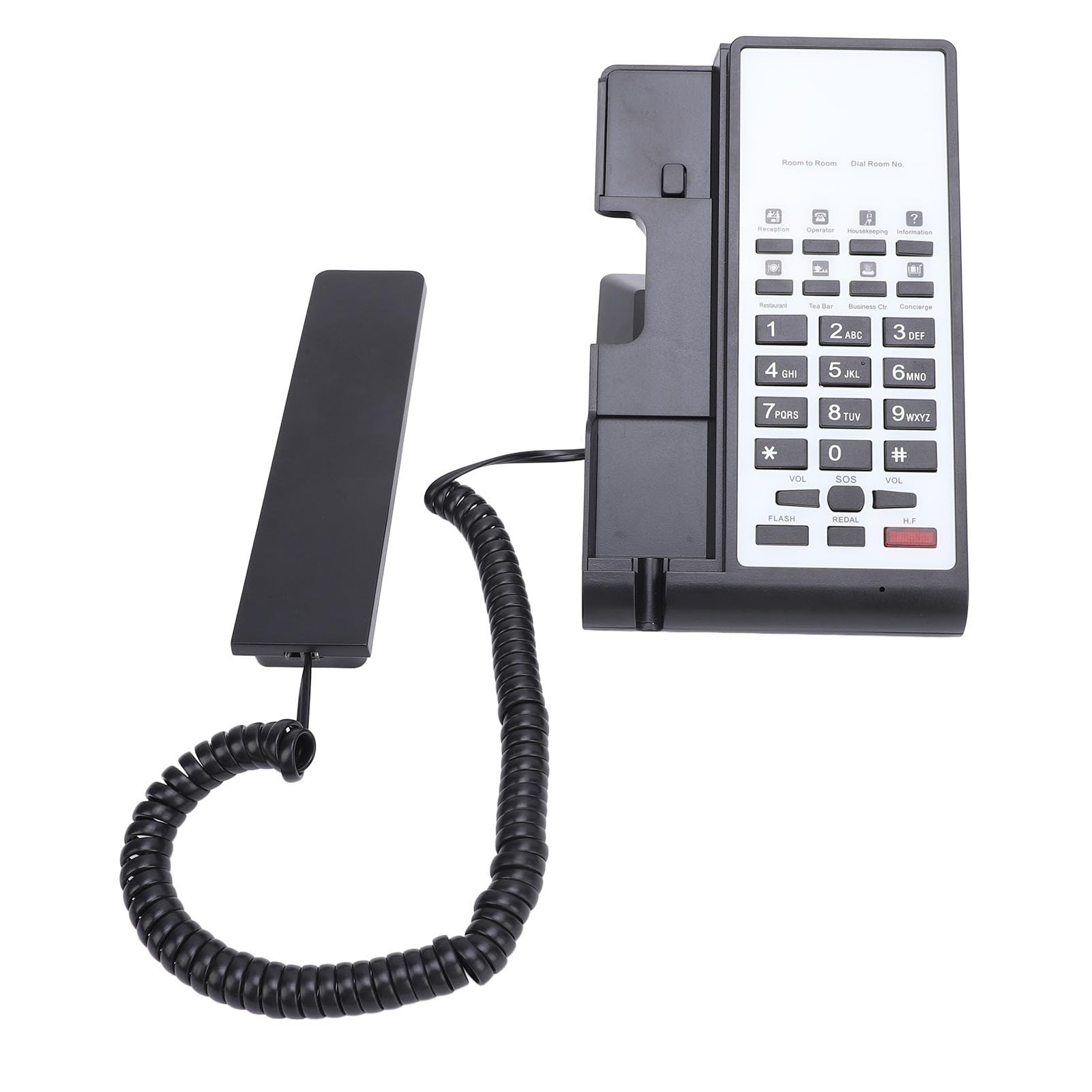 Hotel Business Telefono con Filo Amplificazione Vocale Indicatore di Chiamata in Vivavoce Bianco ABS 1 Set