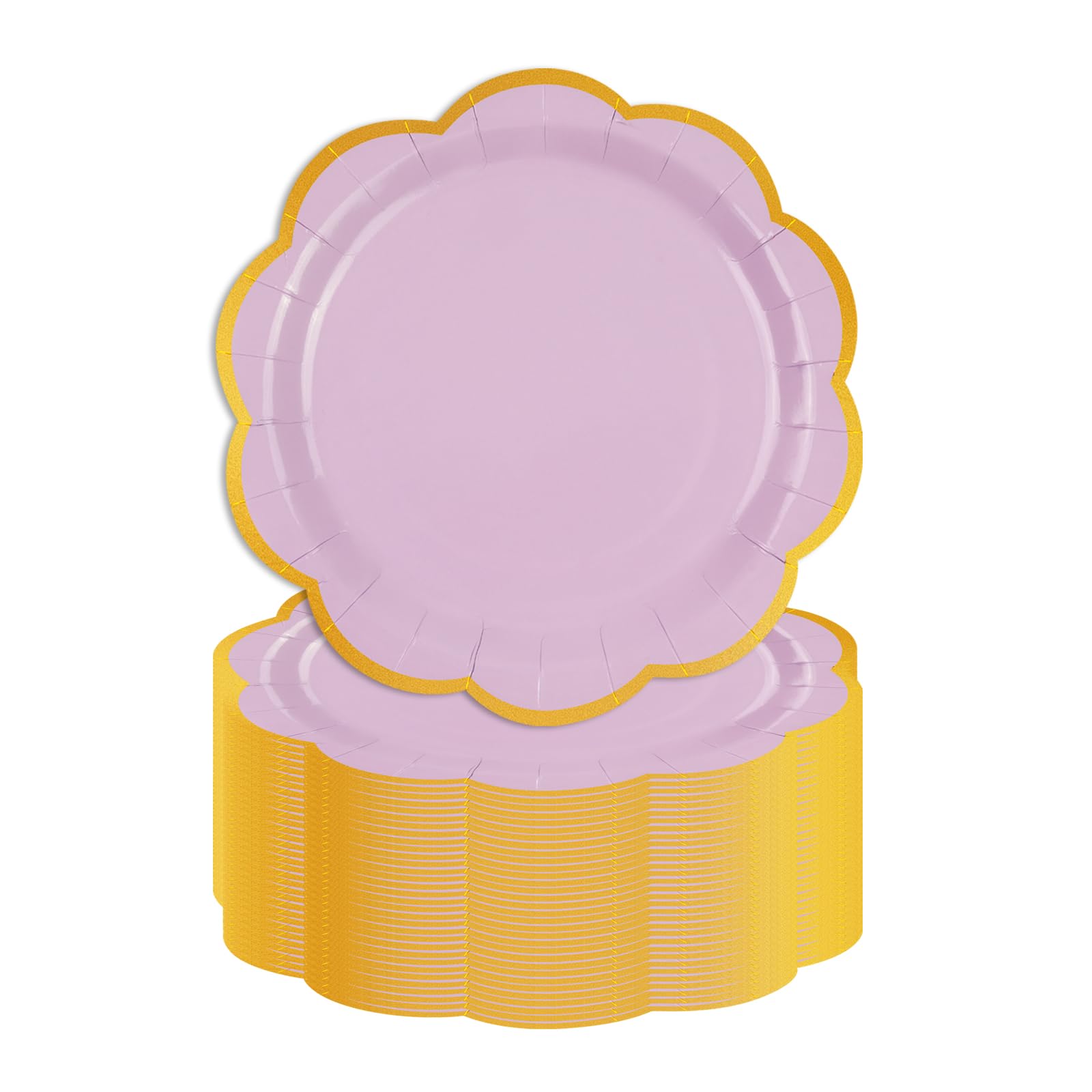 Assiettes jetables violet clair festonnées en carton rigide de 22,9 cm