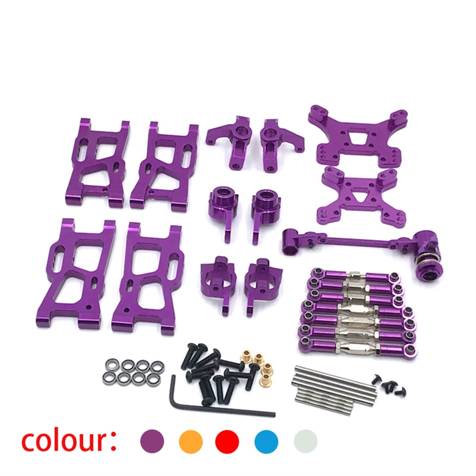 Metalowe wahacze kierownicy, do siedzenia, tylnego koła, do siedzenia, C, do siedzenia, części do samochodów RC, do WLtoys, 144001 124019 124017 Zdalny amortyzator samochodowy(Blue)