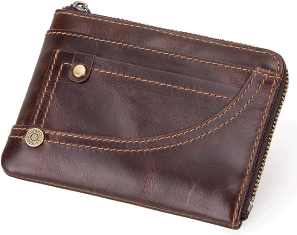 Genuine Leather Card Wallet Men Business Credit Card Holder Casual Coin Purse for Male Thin Credit Card Case，Coffee