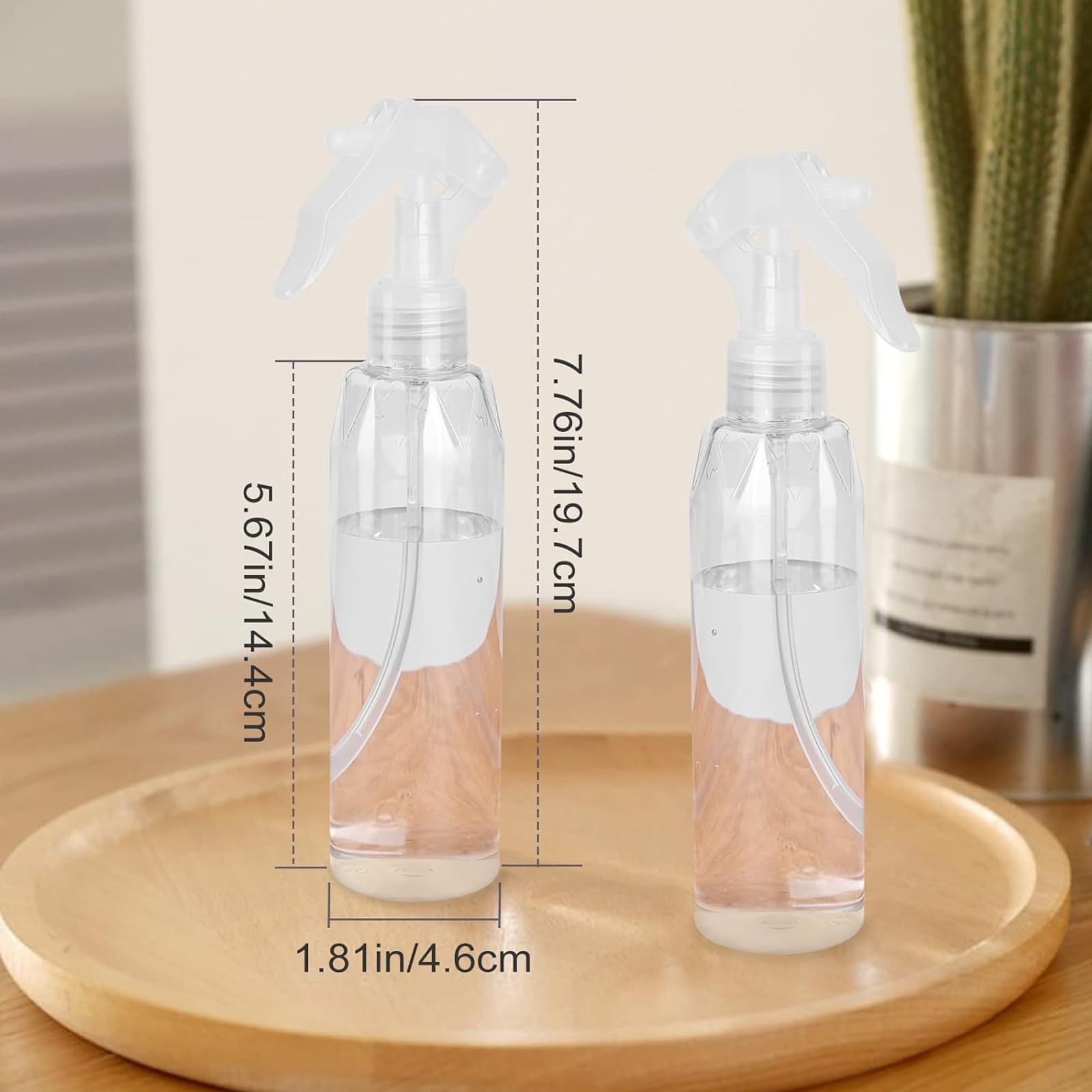 2 Pezzi Bottigliette Spray, Riempibile Spray Bottle, Spruzzino Nebulizzatore a Pressione, Trasparente Plastica Grilletto Spruzzatore, Spruzzini Vuoti per Piante, Giardino, Capelli, Pulizia, 200 ml