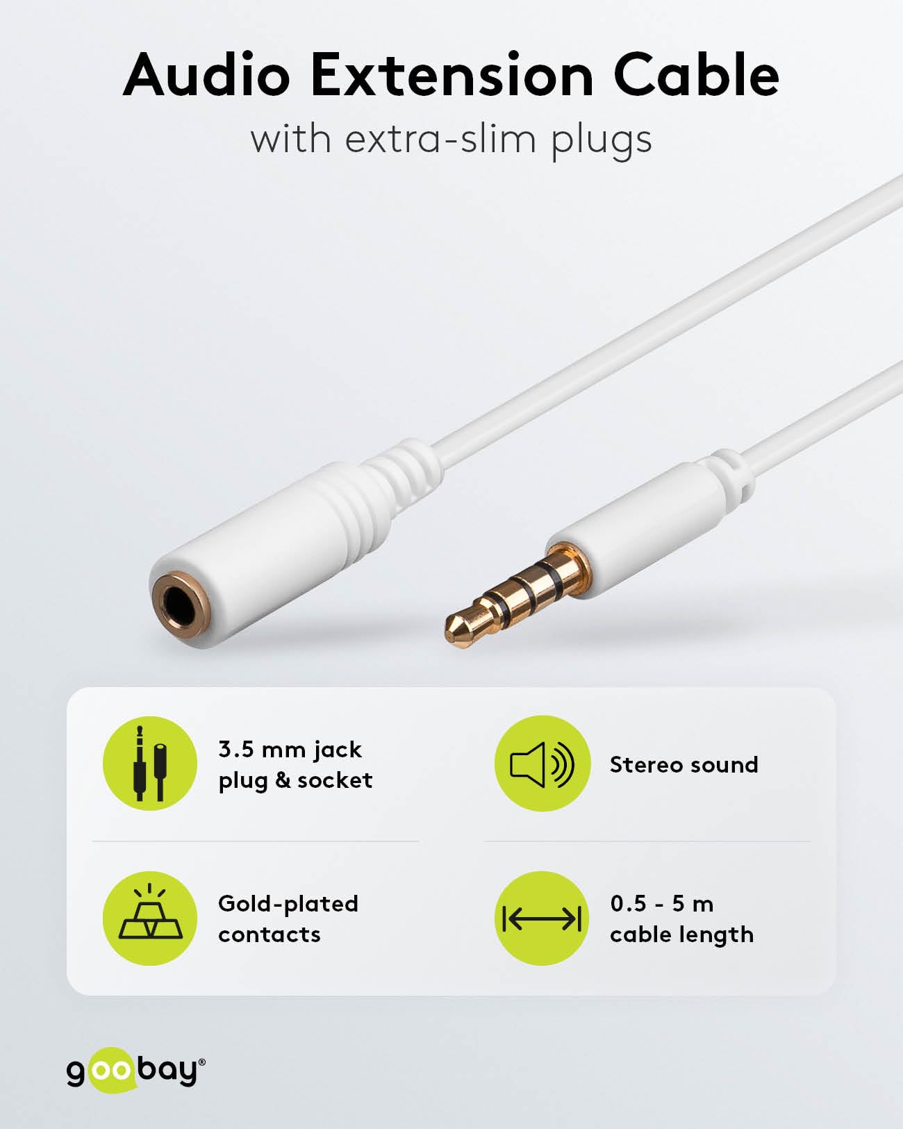 Rallonge Jack 3.5mm Goobay - 5m - Câble Stéréo Pour Casque Et Écouteurs - Noir