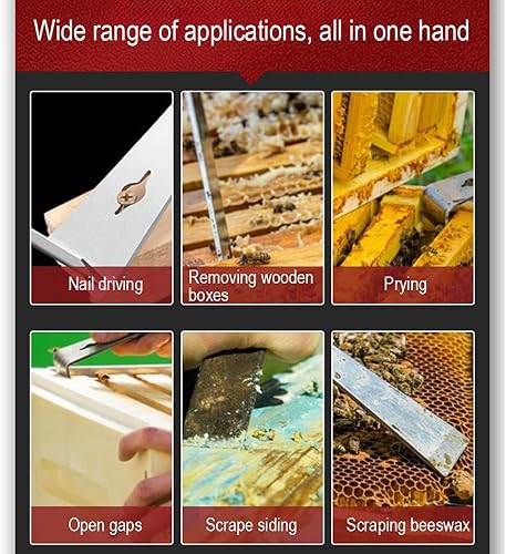 Miniatura 5 de Raspador multiherramientas de 6.7 pulgadas, barra de palanca, multiherramienta triple, herramienta de barra plana de acero de alto carbono para