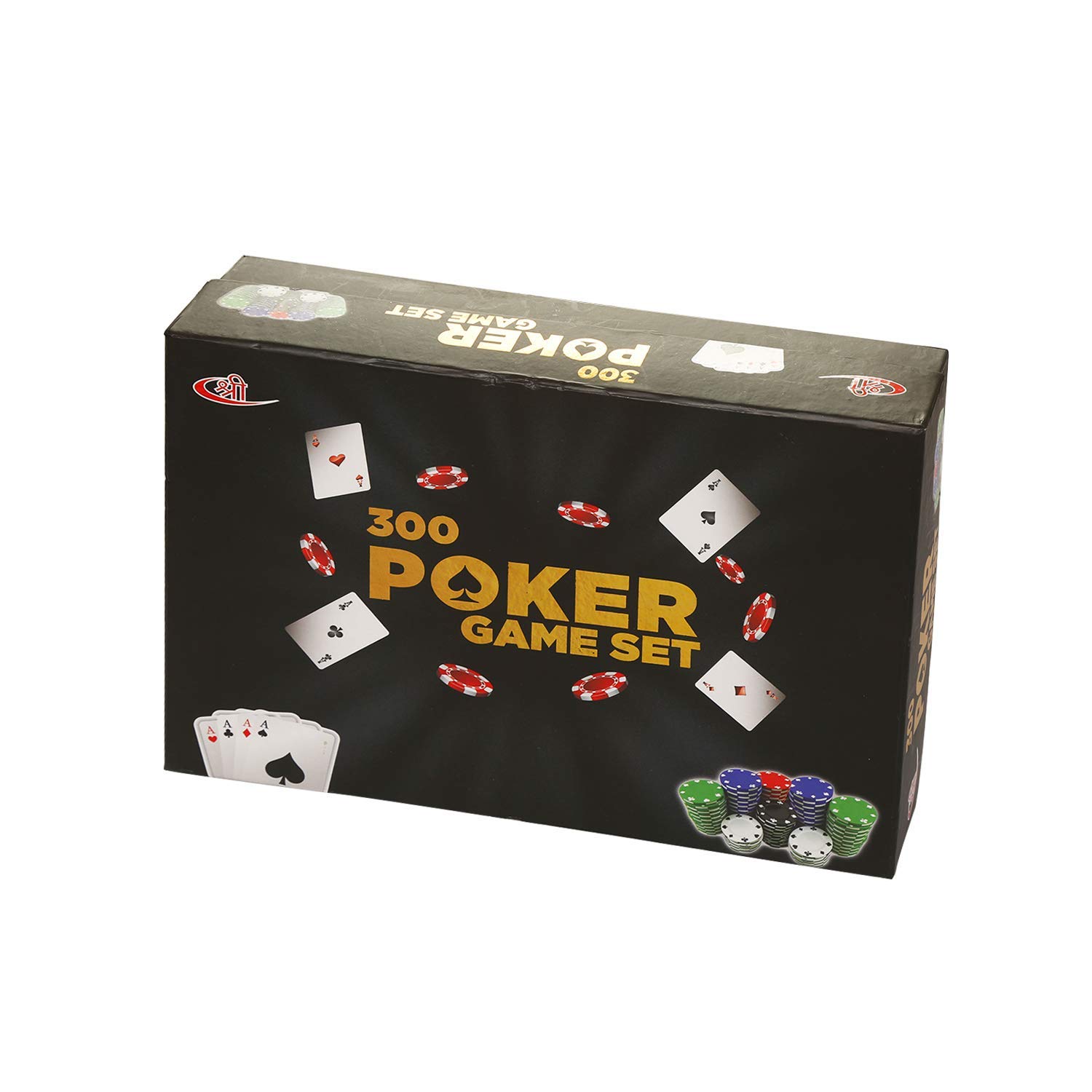 Kids Mandi Casino Style 300 Plastic Poker Chips Set for Texas Holdem, Blackjack, Gambling | Comes with Playing Mat, Cards, Chips, Dice (Poker Set 300 - WITH MAT)