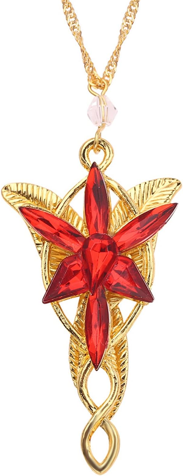 TOLOWOBKArwen Evenstar Necklace, Golden Elf Princess Crystal Pendant for Women