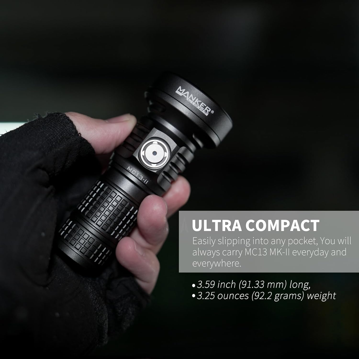 Manker MC13 II 2000 High Lumens USB-C Rechargeable EDC Flashlight, High Performance Multi-Fuel Long Throw Flashlight with SFT40 LED, TIR Lens, Magnetic Tail