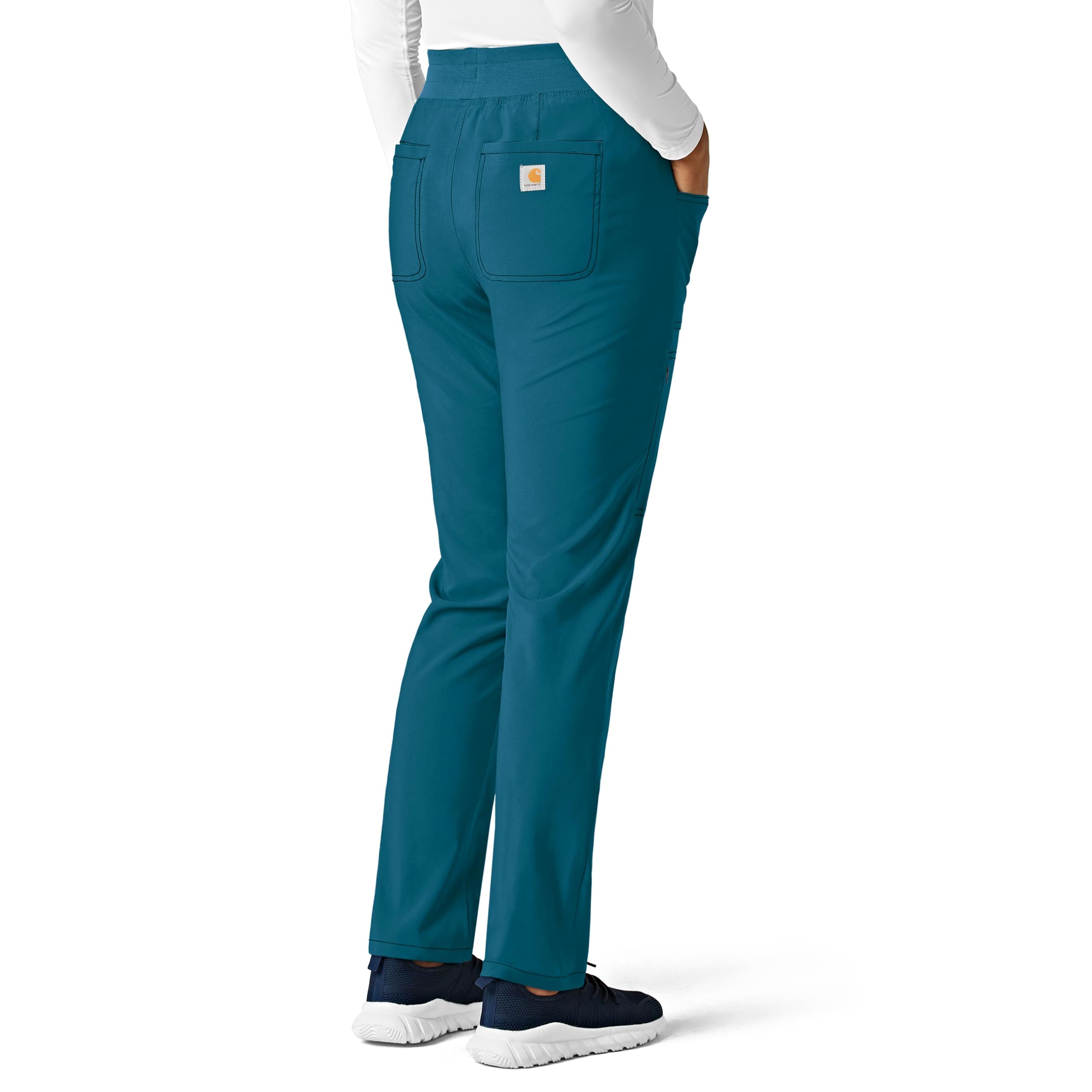 Carhartt Cross-Flex Scrubs for Women, Slim Leg Scrub Pant - Caribbean Blue, XS Petite