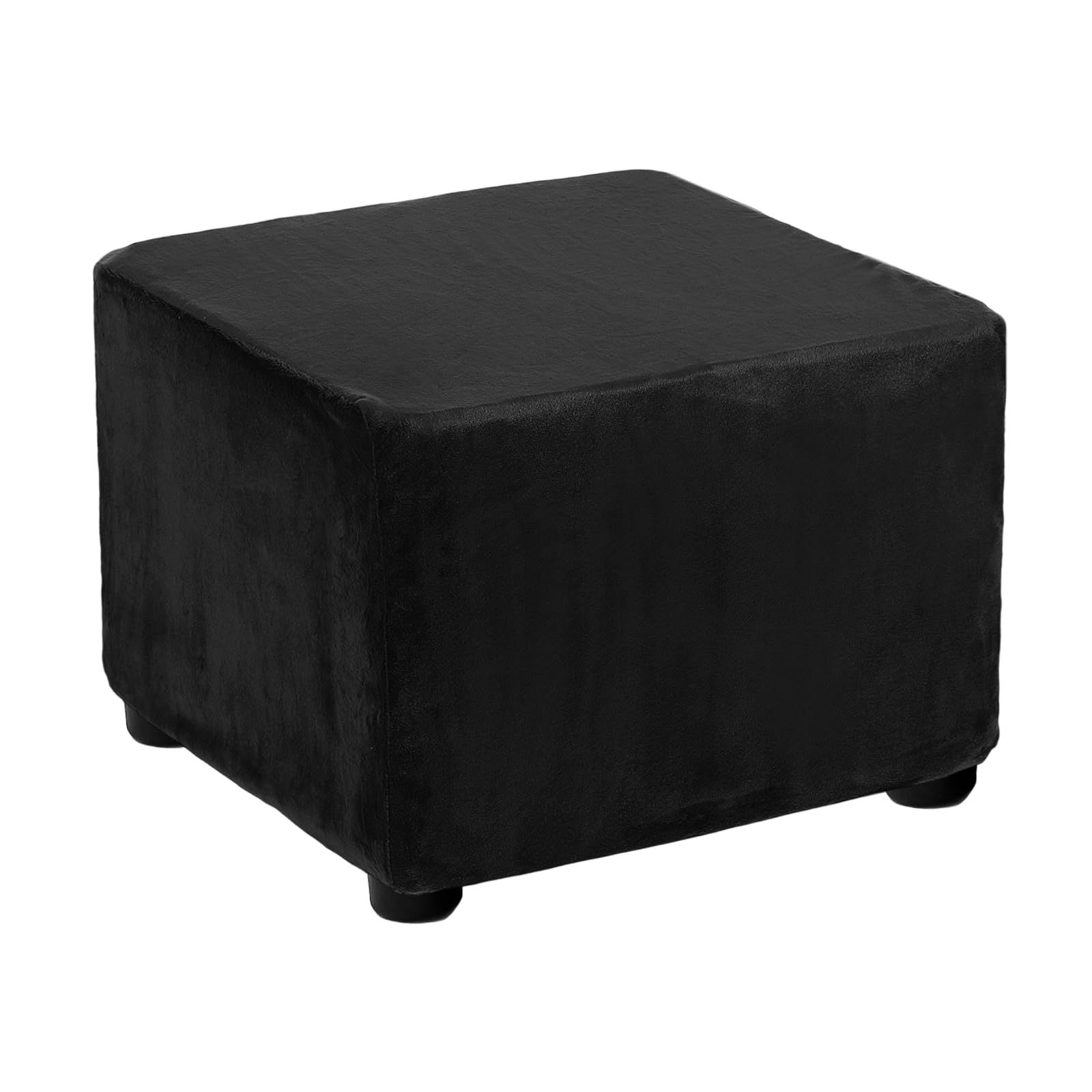 sourcing map Square Foot Stool Cover Footrest Slipcover with Elastic Band Stretch Furniture Protector for Living Room Bedroom Fit Length 33-45cm/13-18inch, Black