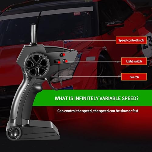 Miniatura 9 de Sunydog Control remoto Drift Car 116 Coche de control remoto 2.4 GHz 4WD 18.6 mih Control remoto coche de carreras de alta velocidad regalo RTR para