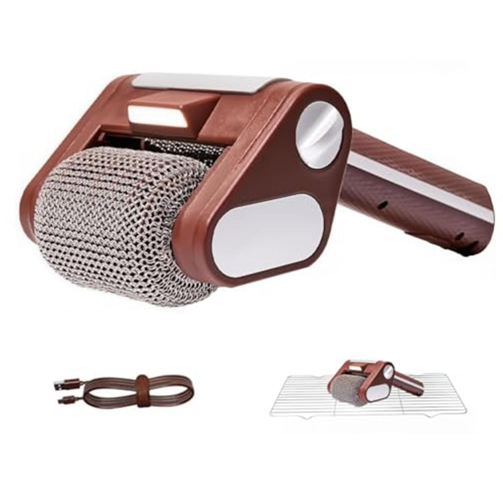 Cepillo Eléctrico para Parrilla, Limpiador Recargable, Cabezal de Acero Inoxidable 304, 350 RPM, Batería de 2600 Mah, Limpiador de Parrilla Exterior para Barbacoas, Parrillas Exteriores