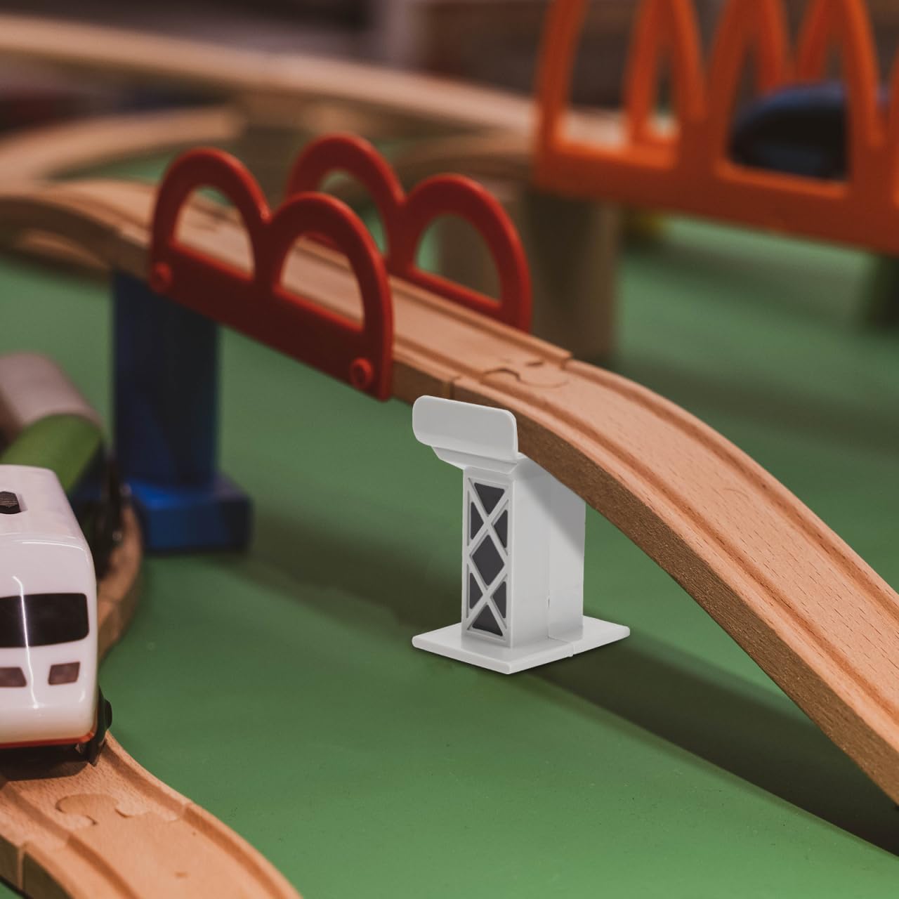 ibasenice Train Bridge 18 Pcs Train Pier Train Track Risers Train Track Railway Supports Train Bridge Riser Toy Train Bridge Supports Train Bridge Block Track Toy