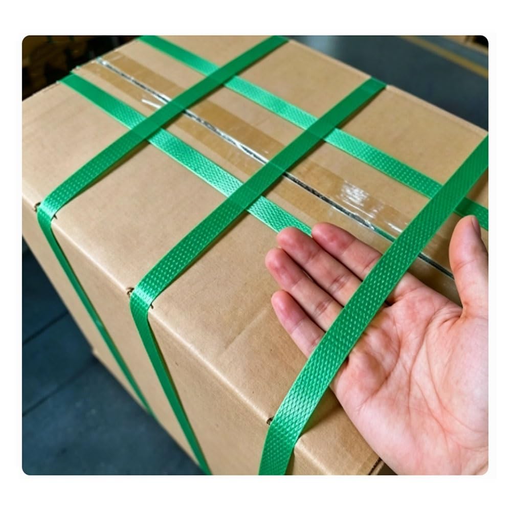 Grricepl Green Packaging Polyester (Pet) Strapping Roll Of 16X0.8mm Size, 1400 Lbs Break Strength, - Uv, Water, And Rust Resistance(20Kg)