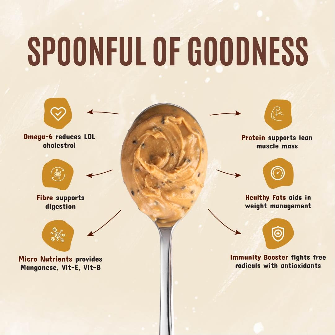 WOW Life Science - Peanut Butter with Super Seeds (Crunchy) - 500 gm | High Protein with 28g Protein per 100g | For Nutrition Rich Snacking - Weight Management, Muscle Building and Healthy Lifestyle - Image 4 thumbnail