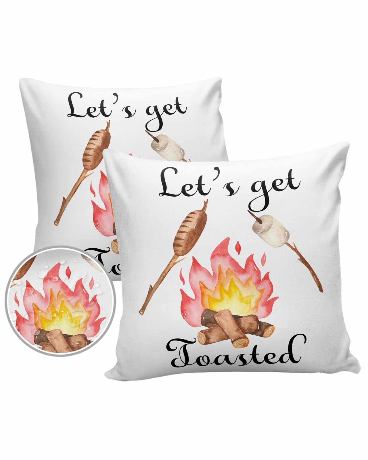 Barbecue Camping Outdoor Pillow Covers Waterproof,All Weather Cushion Case Set of 2 Decorative Pillowcases for Sofa Couch Bed Decor Patio Furniture 18