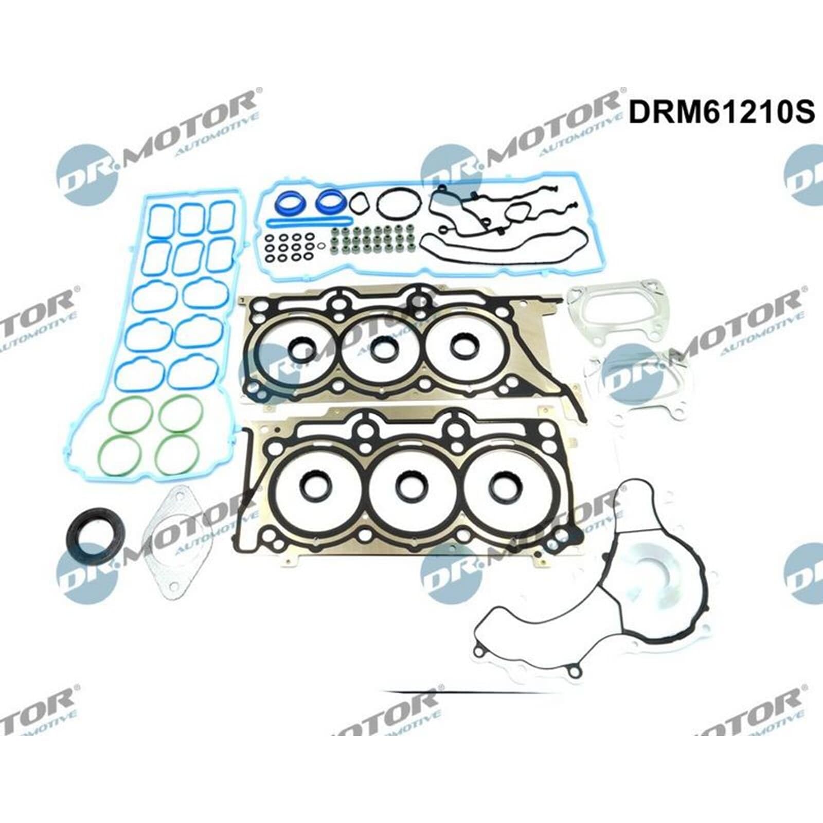 DR.MOTOR AUTOMOTIVE DRM61210S Kit guarnizioni motore con paraolio-albero a gomiti con guarnizione cappa testa del cilindro con guarnizione testata con guarnizione tenuta stelo valvola con
