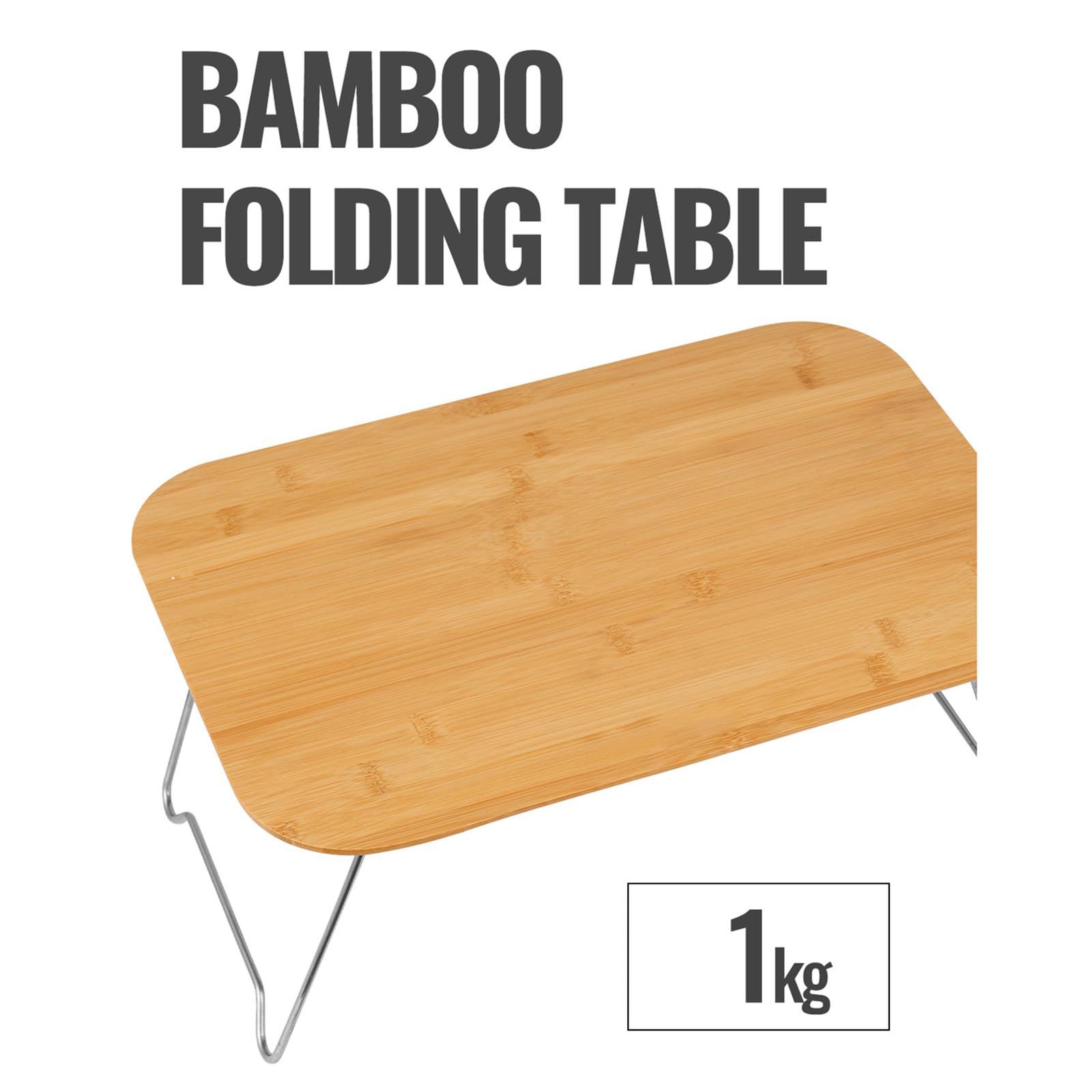 Tragbarer faltbarer Bambustisch für Outdoor-Camping & Picknicks, platzsparendes Design, Edelstahl-Zubehör, leichte Campingausrüstung, perfekt für Reisen
