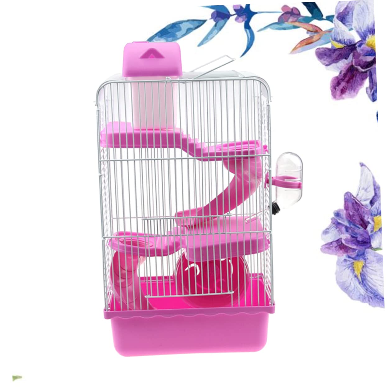 Sosoport Hamsterkäfig Dreistöckig aus Robustem Kunststoff mit Rutschendesign für Spielspaß Laufrad und Wassernapf für Kleintiere Chinchillakäfig Haustierhaus
