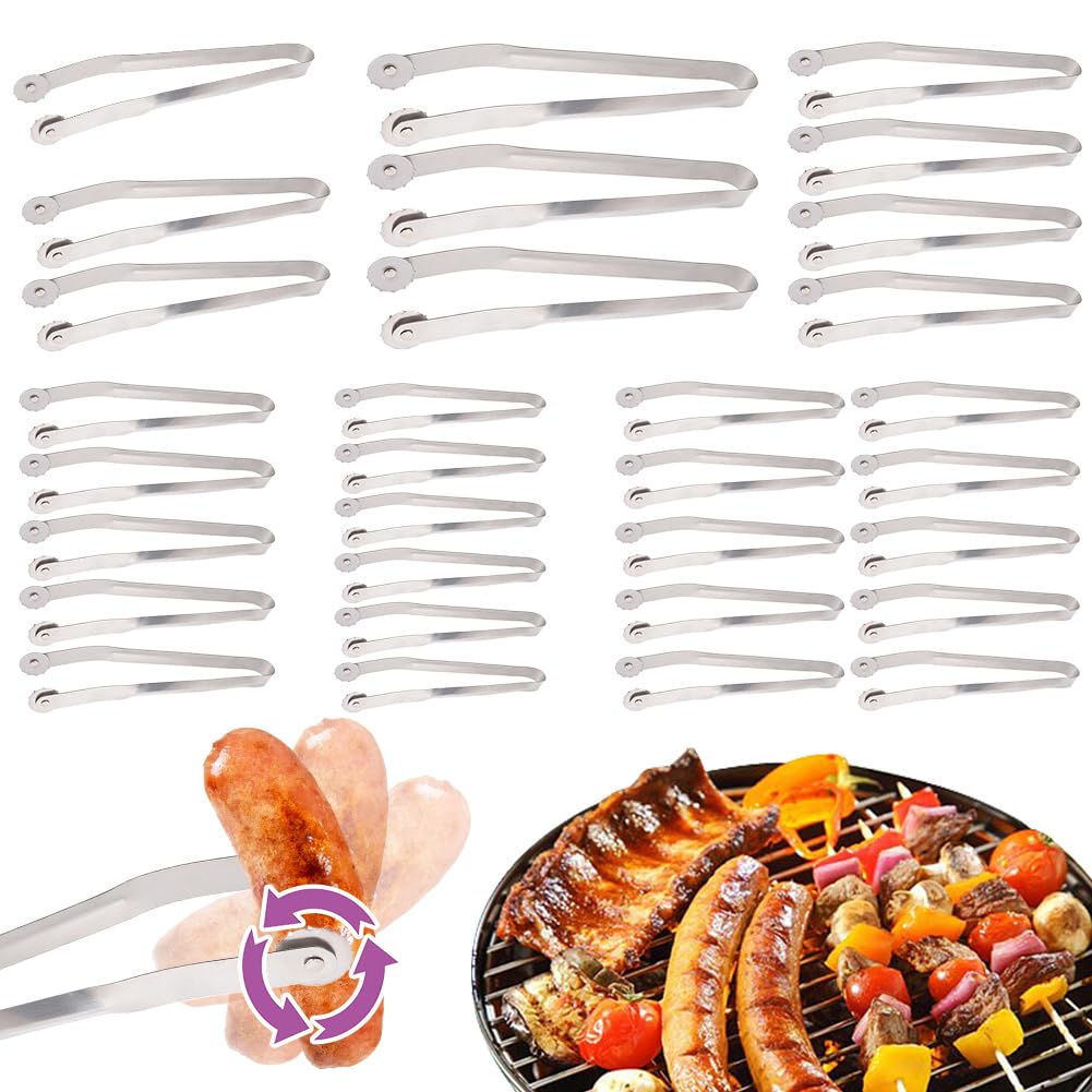 3 Stück Wurstzange für Grill zum Kochen, Lebensmittelzange aus Metall zum Grillen am Grill