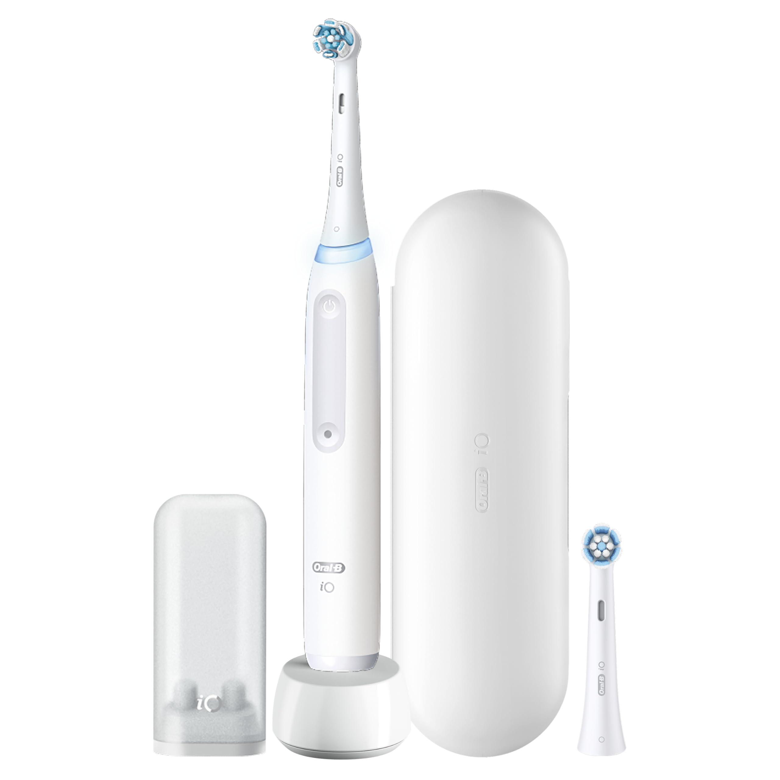 Oral-B iO Deep Clean Rechargeable Electric Powered Toothbrush, White with iO Series 3 Limited, 2 Brush Heads and Travel Case - Pressure Sensor to Protect Gums - 3 Cleaning Settings - 2 Minute Timer