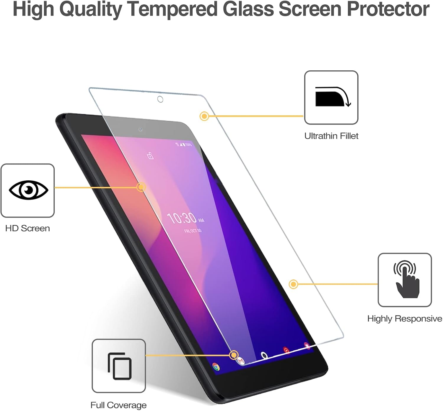 ProCase [2 Pack] Screen Protector for Alcatel Joy Tab 2 2020 Release (Model: 9032Z) / Joy Tab/Joy Tab Kids and Alcatel 3T Tablet 8-inch, Tempered Glass Screen Film Guard Screen Protector –Clear