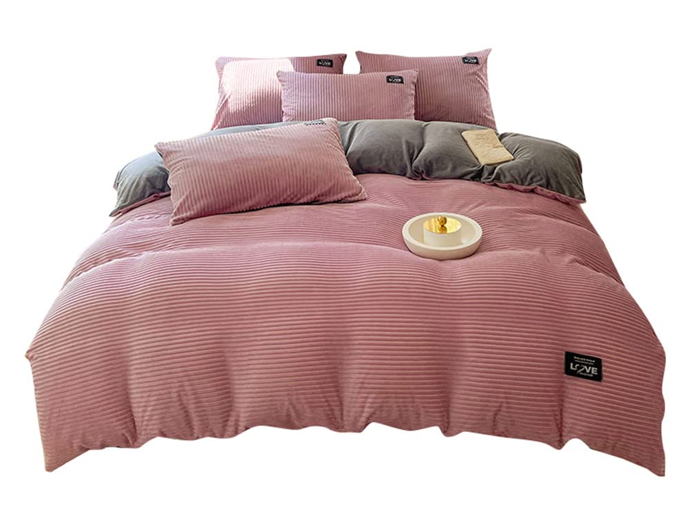 Parure de lit 4 pièces velours épais polaire cristal grand lit