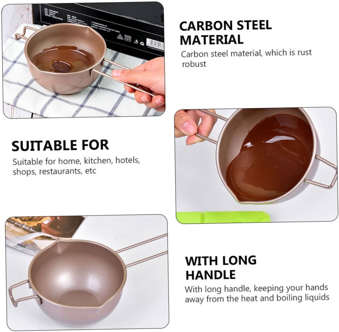 Chocolate Melting Pot with Handle, Carbon Steel Butter Warmer