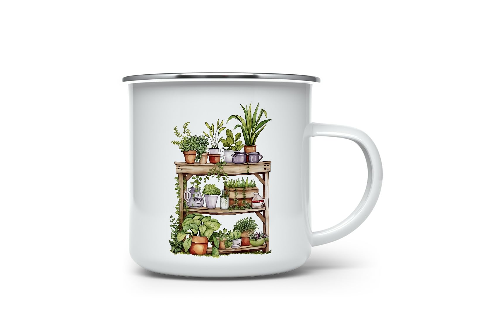 MAXIKIWI - Durable Enamel Coffee or Tea Camping Mug for Indoor Outdoor Use - Gardening Collection - 350ml