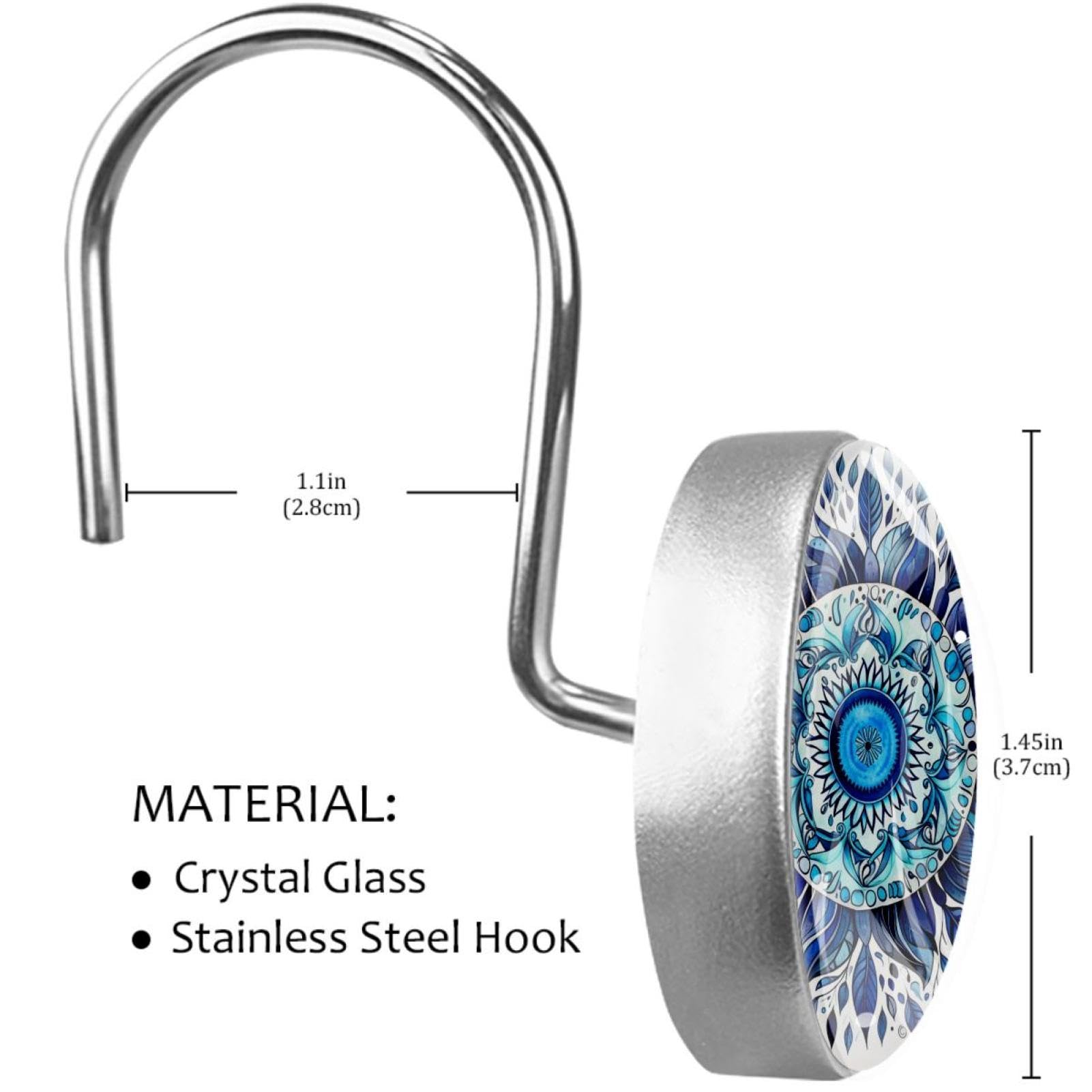 Ganci Per Tenda Doccia Bohémien - Anelli In Acciaio Inox Con Design A Nodo (Nero, Set)