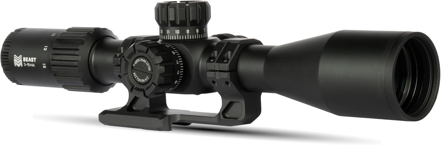 Monstrum Beast 3-15x44 Rifle Scope with Side Focus and Offset Scope Mount