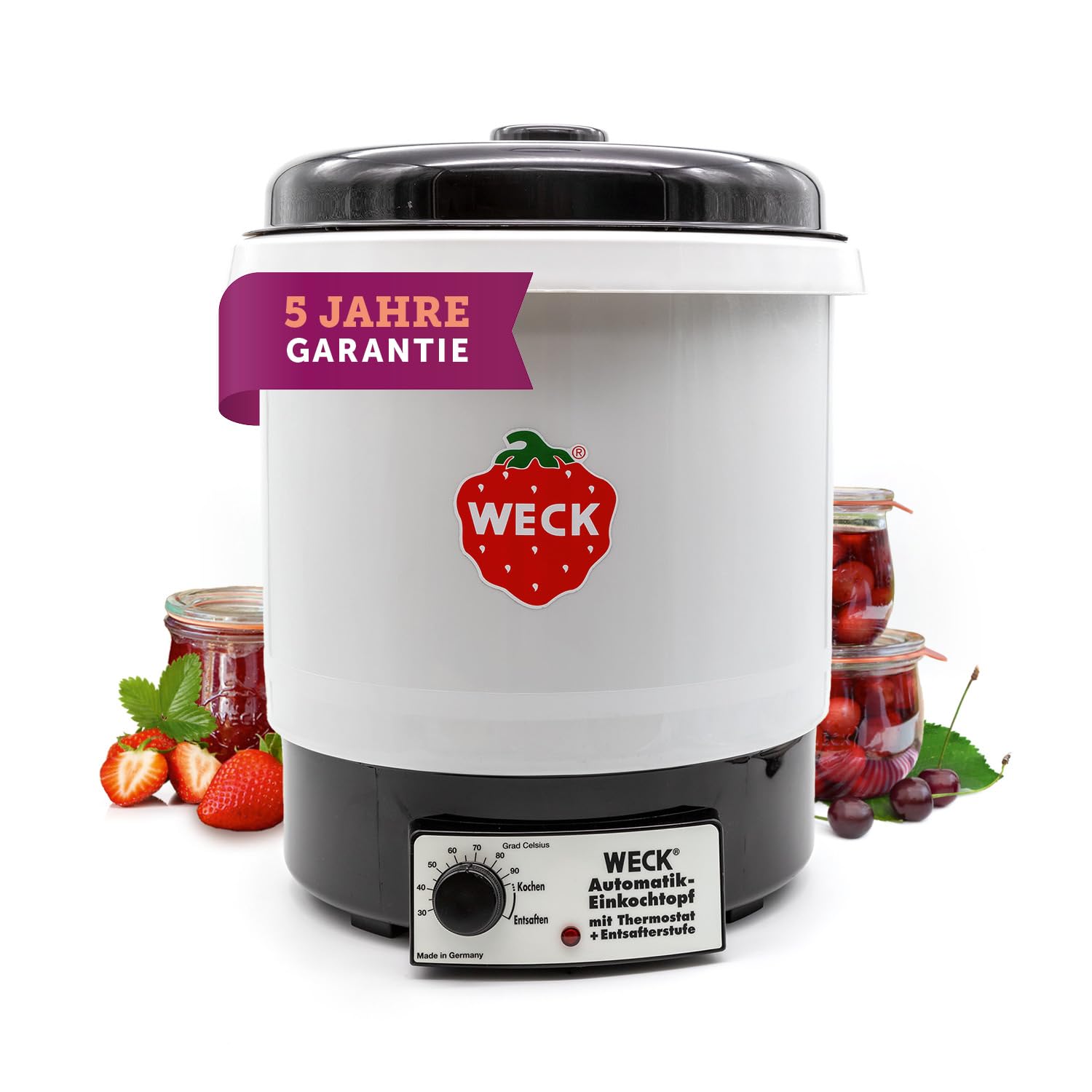 WECK Einkochautomat WAT34 Kunststoff mit Thermostat – 29L Einkochtopf, Glühweinkocher, Dampfentsafter, Einweckautomat – Made in Germany, hochwertig & vielseitig