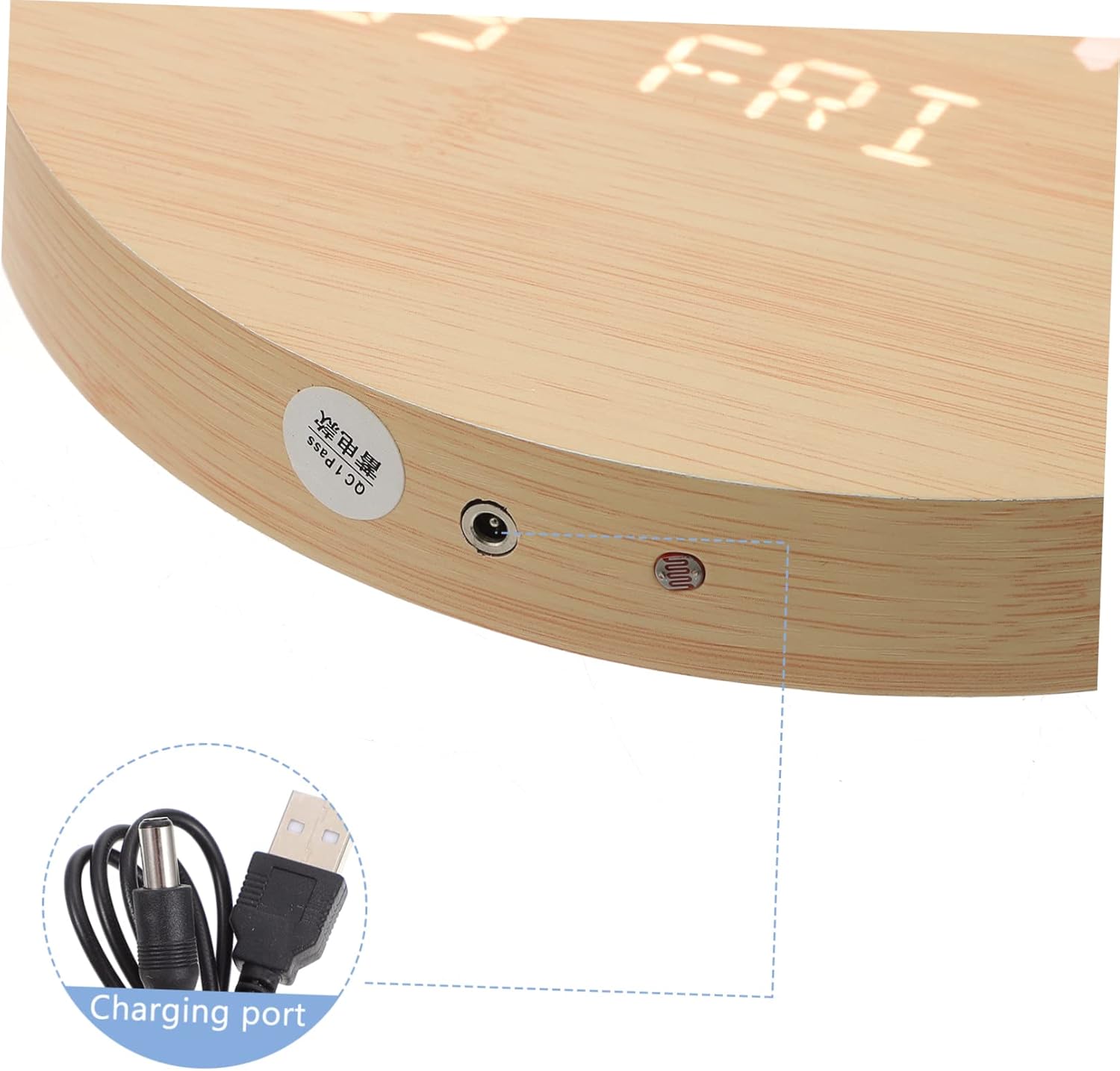 1pc Multifunctional Led Wooden Clock Desktop Electric Alarm Clock with Mirror Rechargeable Design for Home Office Use